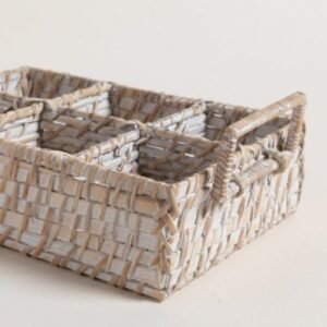 Porta utensillos Vinh de bamboo y ratan con 6 cavidades