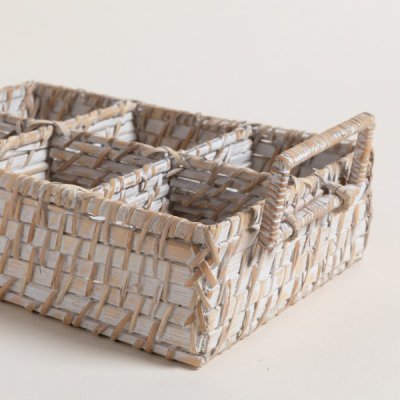 Porta utensillos Vinh de bamboo y ratan con 6 cavidades