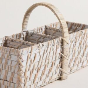 Porta utensillos Vinh de bamboo y ratan con 4 cavidades