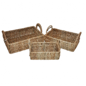 Set Julie de canastos rectangulares de seagrass trenzado