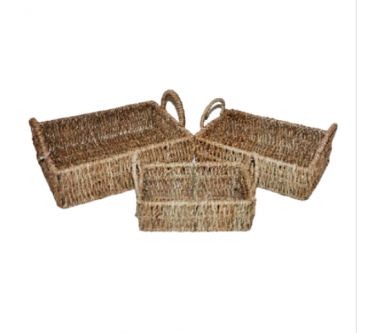Set Julie de canastos rectangulares de seagrass trenzado