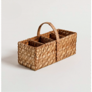 Porta Utensilios 3 Cavidades | Organizador Natural de Bamboo y Rattan