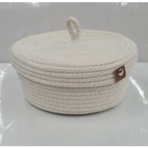 Cesta nórdica chica con tapa color natural